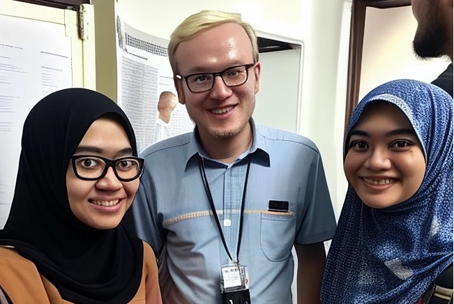 An AI-generated visualisation of ‘the joy of being a foreign researcher in Indonesia’. As the image shows, good relations with Indonesian counterparts are integral to a positive experience/ Nicholas J. Long, made with Midjourney